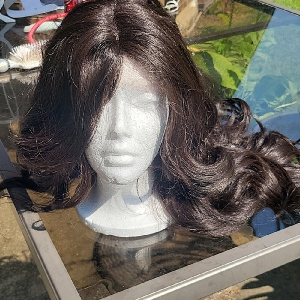 Dark brown front lace wig